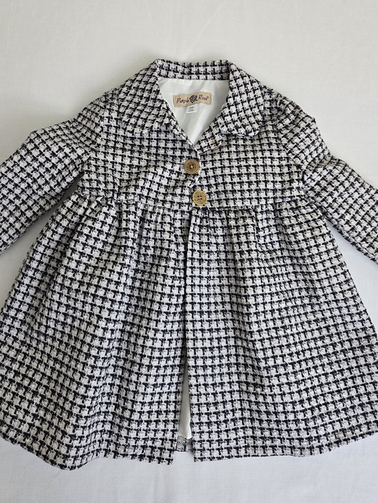 Purple Rose Other - Purple Rose Little Girls' Black & White Houndstooth Coat Size 24 mos.